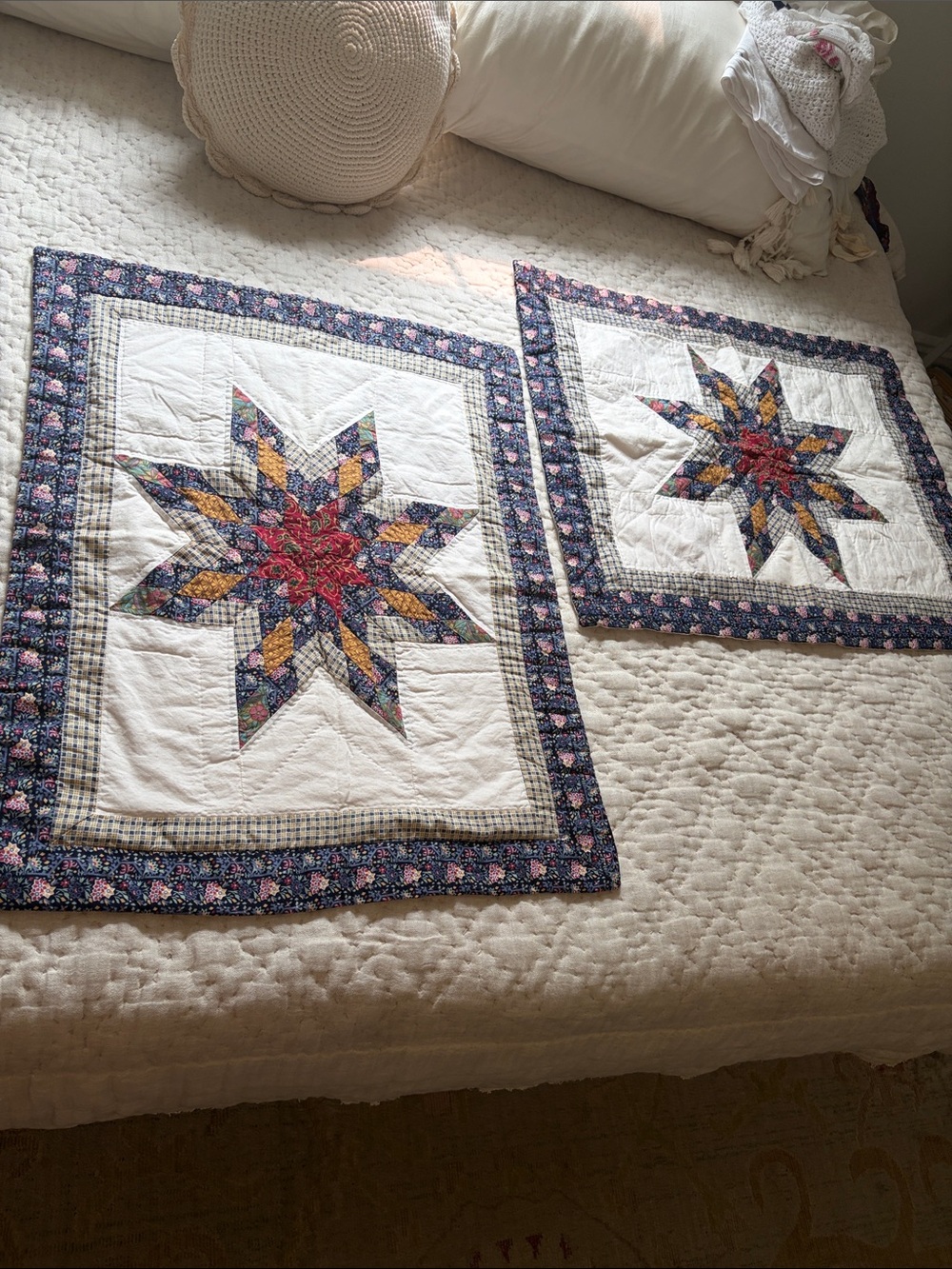 Set of 2 Handmade Star Patchwork Quilted Pillow Shams